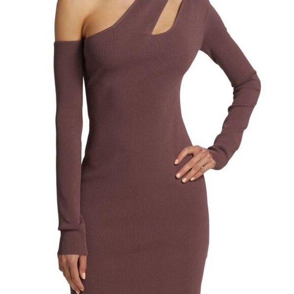 NANUSHKA - Shani Mauve Cut-out Stretch-knit Mini Dress - Small - Picture 1 of 12